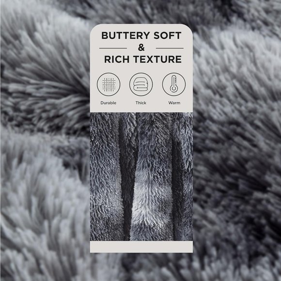50'x60'' Soft Fuzzy Faux Fur Grey Sherpa Fleece Furry Shaggy Thick Throw Blanket - Picture 2 of 8